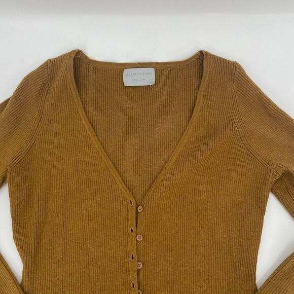 Modern Citizen Womens Dress XL Tan Ribbed Knit Shari Cardigan Long Sleeve Midi - Picture 4 of 12
